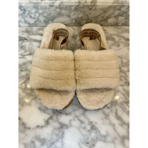 Koolaburra By Ugg Ivory Off White Furry Fluff Slide Slippers Size 11